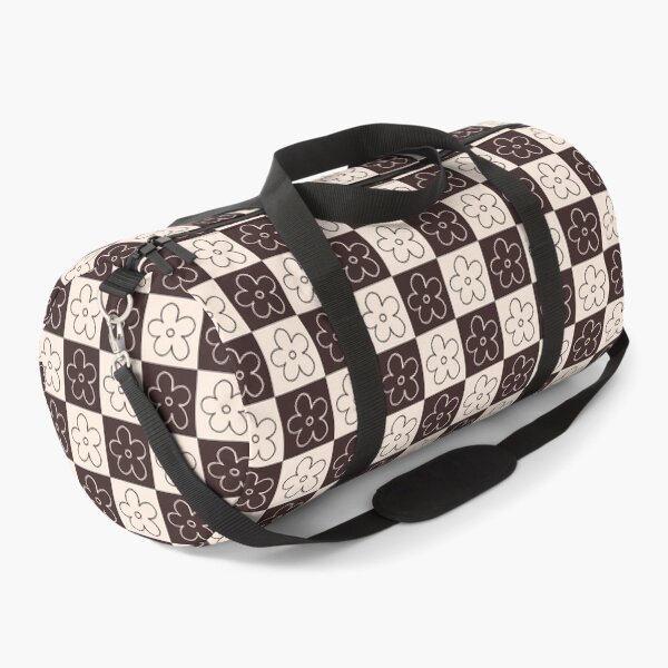 Item preview, Retro Brown Floral Checkerboard Pattern designed and sold by jianina-alondra.