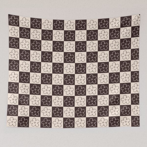 Item preview, Retro Brown Floral Checkerboard Pattern designed and sold by jianina-alondra.