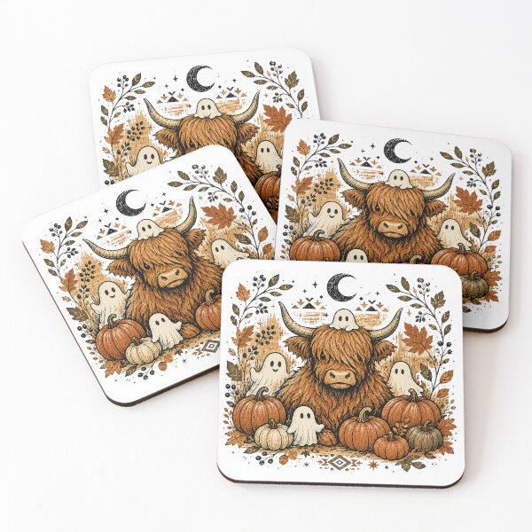 Item preview, Highland Cow Halloween Ghosts and Pumpkins Autumn designed and sold by rim-95.