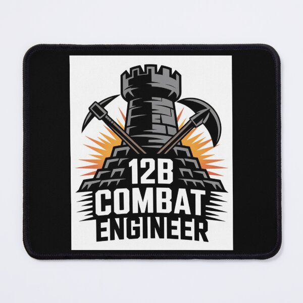 Item preview, 12B Combat Engineer — Castle Tower Emblem with Crossed Pickaxes and Explosion U.S. Army MOS Graphic designed and sold by GFamilyC.