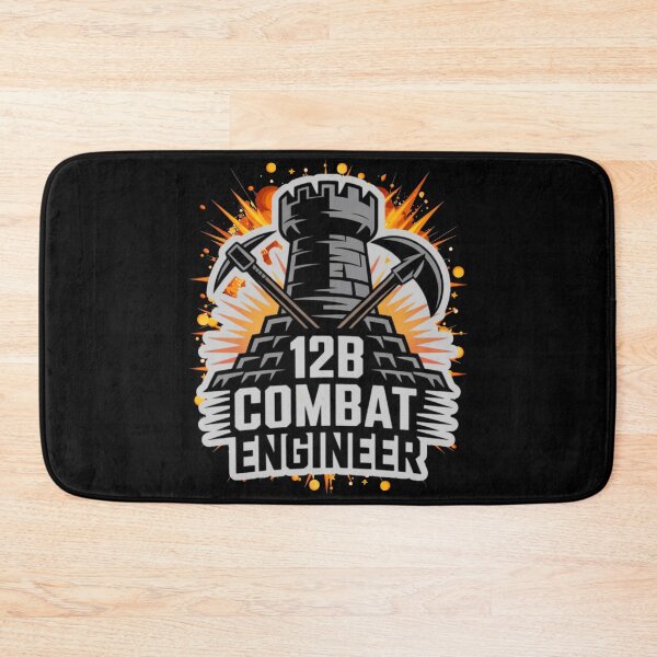 Item preview, 12B Combat Engineer — Castle Tower Emblem with Crossed Pickaxes and Massive Explosion U.S. Army MOS Graphic White Outline designed and sold by GFamilyC.