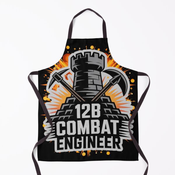 Item preview, 12B Combat Engineer — Castle Tower Emblem with Crossed Pickaxes and Massive Explosion U.S. Army MOS Graphic White Outline designed and sold by GFamilyC.
