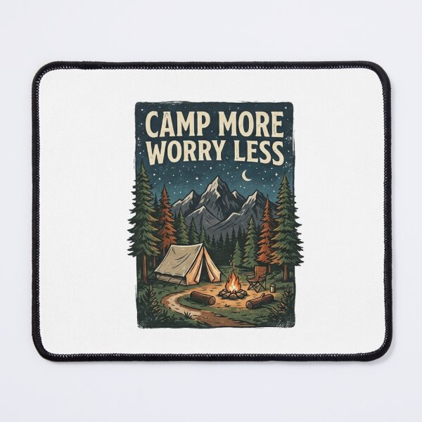 Item preview, Camp More Worry Less Vintage Camping Mountain Design designed and sold by meghnad.