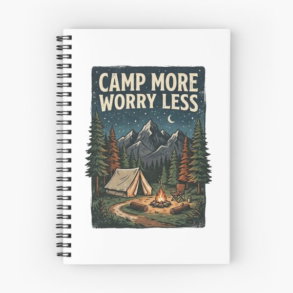 Item preview, Camp More Worry Less Vintage Camping Mountain Design designed and sold by meghnad.