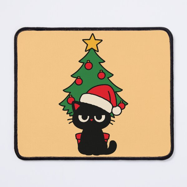 Item preview, Cute Christmas Cat with Santa Hat and Tree designed and sold by MewMade.