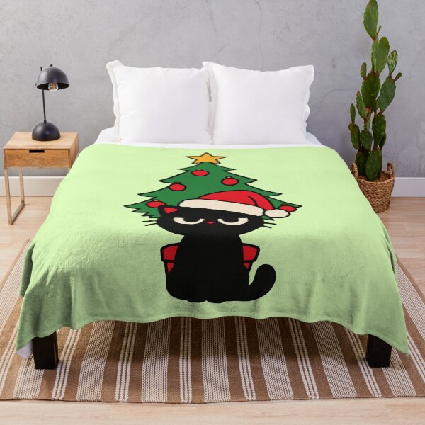Item preview, Cute Christmas Cat with Santa Hat and Tree designed and sold by MewMade.