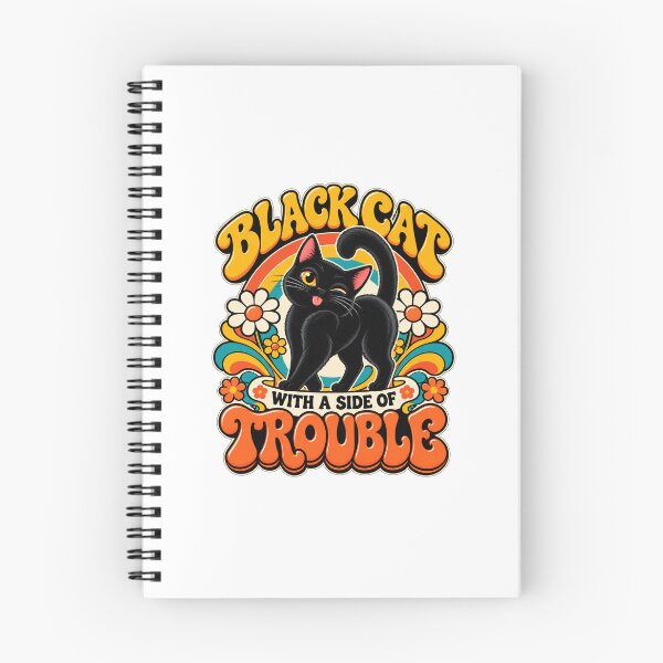 Item preview, Funny Black Cat – Retro Cat + Side of Trouble Graphic designed and sold by FaithArt777.