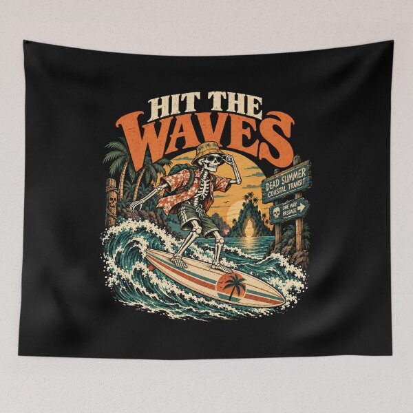 Item preview, Hit The Waves – Vintage Skeleton Surf Adventure designed and sold by PhilllandArt.