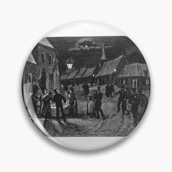 Item preview, Vintage European Village Night Street Scene Lithograph designed and sold by Antique Science Press.