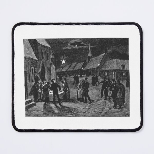 Item preview, Vintage European Village Night Street Scene Lithograph designed and sold by Antique Science Press.