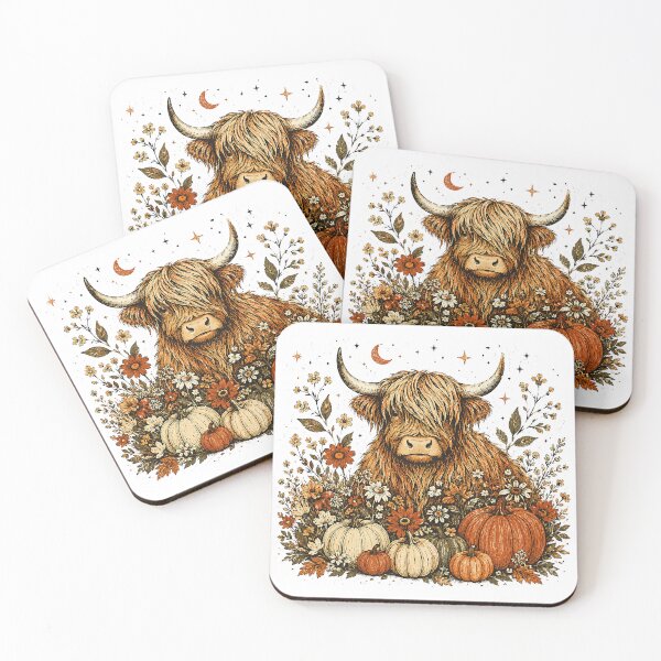 Item preview, Highland Cow Autumn Pumpkins Wildflower Fall designed and sold by rim-95.