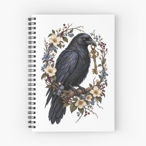 Item preview, Raven with antique key and wildflowers designed and sold by SasukiMedia.