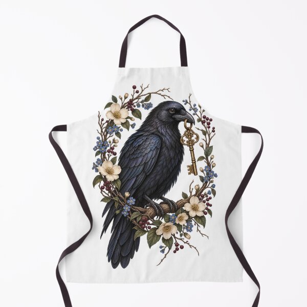 Item preview, Raven with antique key and wildflowers designed and sold by SasukiMedia.
