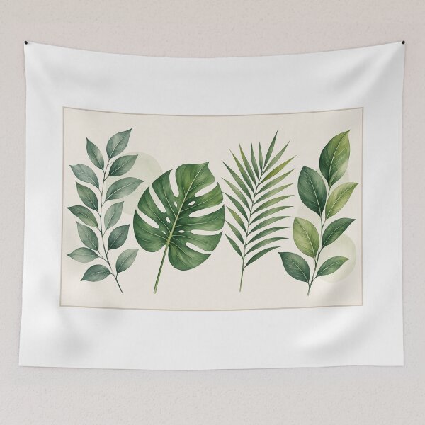 Item preview, Botanical Leaves Minimalist Green Wall Art designed and sold by LearnFunStore.