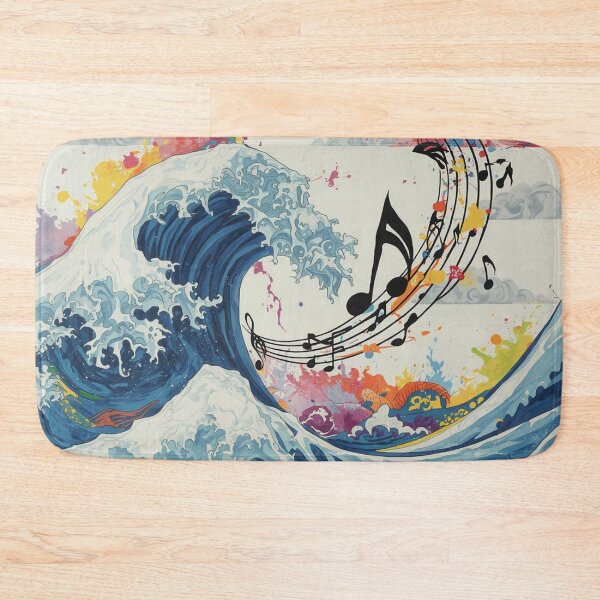 Item preview, Ocean Wave Music Art – Colorful Musical Notes Sea Wave Comforter & Shower Curtain. designed and sold by fbtrisha.