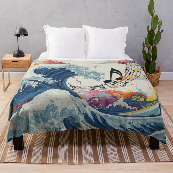Item preview, Ocean Wave Music Art – Colorful Musical Notes Sea Wave Comforter & Shower Curtain. designed and sold by fbtrisha.