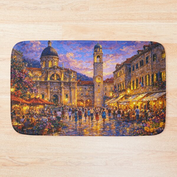 Item preview, Dubrovnik, Croatia – a painting of a summer night in this beautiful European city. designed and sold by GalleryKauffeld.