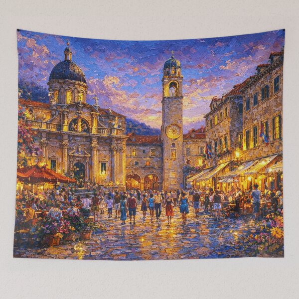 Item preview, Dubrovnik, Croatia – a painting of a summer night in this beautiful European city. designed and sold by GalleryKauffeld.