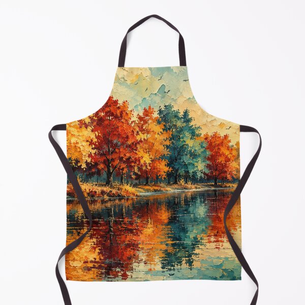 Item preview, Symphony of Autumn Reflections - Impasto Autumn Landscape designed and sold by Joey Santiago.