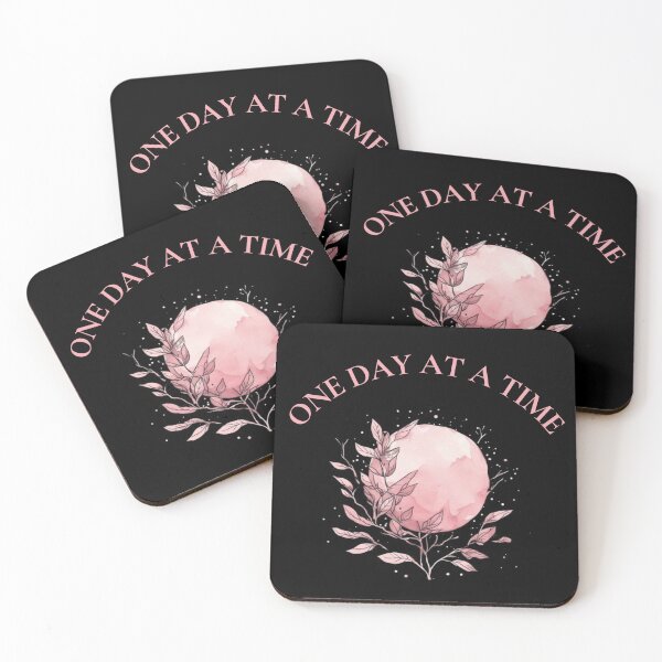 Item preview, One Day At A Time - Pink Celestial Watercolor Female Empowerment Quote designed and sold by emiliacreations.