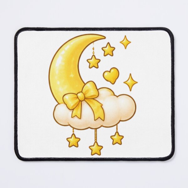 Item preview, Cute Yellow Moon with Cloud and Stars – Kawaii Celestial Aesthetic designed and sold by Kiralemon.