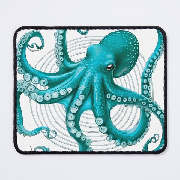 Item preview, teal octopus w concentric circles designed and sold by PhiloDoh.