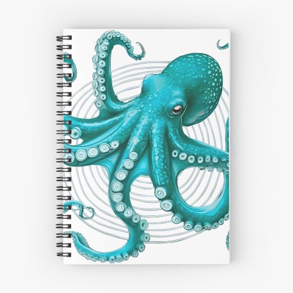 Item preview, teal octopus w concentric circles  designed and sold by PhiloDoh.