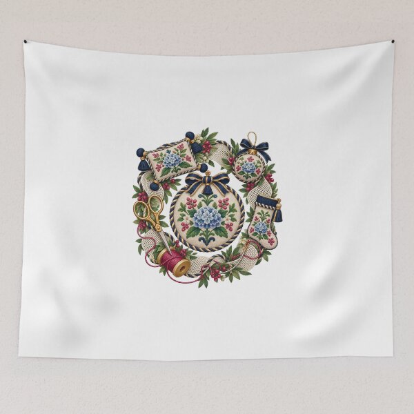 Item preview, Needlepoint Finisher Heirloom Wreath designed and sold by UrbanCanvvas.