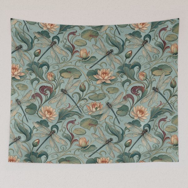 Item preview, Art Nouveau Dragonflies Water Lilies Pattern designed and sold by frumixart.