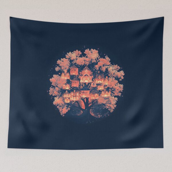 Item preview, Enchanted Treehouse Village, 3d Render, Warm Coral designed and sold by Checho30.