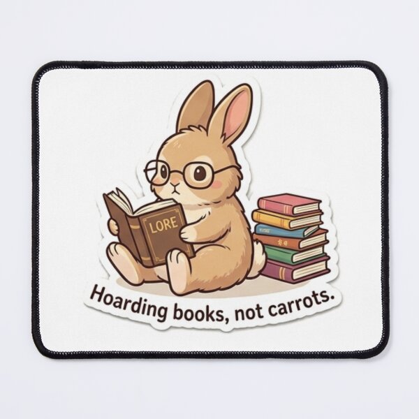 Item preview, BOOKWORM BUNNY saying Hoarding books not carrots. designed and sold by ZANU creativity.