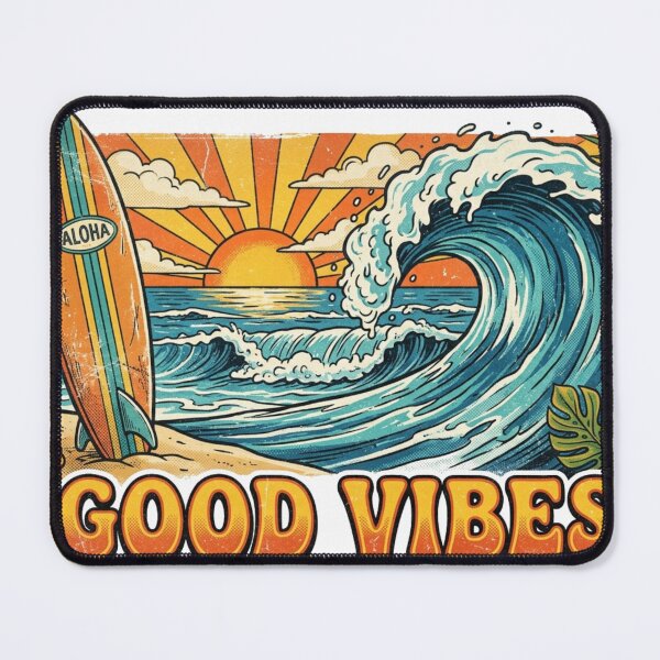 Item preview, Good Vibes Retro Surfboard Ocean Summer Design designed and sold by meghnad.
