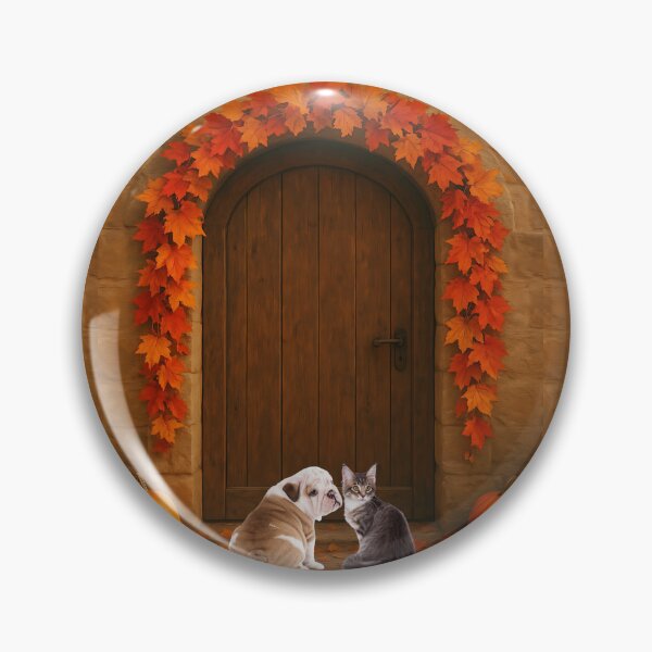 Item preview, Fall Welcome: Puppy and Kitten at the Door designed and sold by VibranPalette.