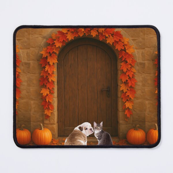 Item preview, Fall Welcome: Puppy and Kitten at the Door designed and sold by VibranPalette.