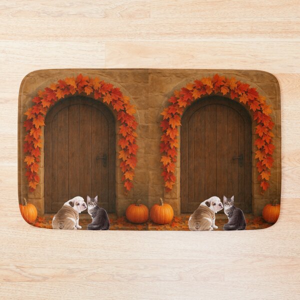 Item preview, Fall Welcome: Puppy and Kitten at the Door designed and sold by VibranPalette.