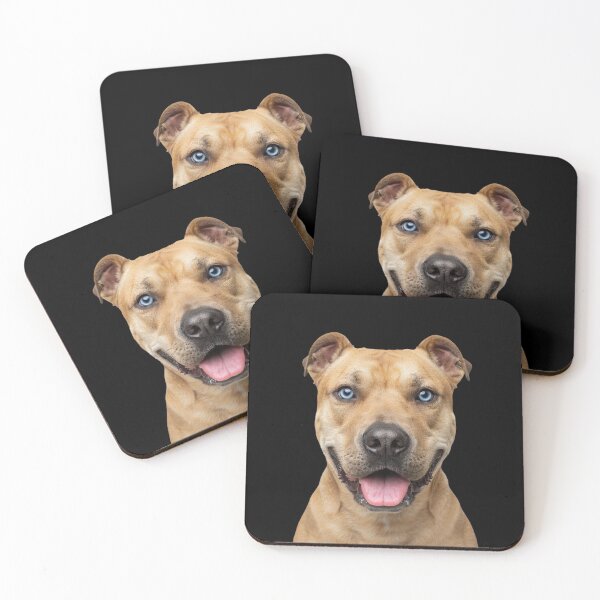 Item preview, Pitbull Dog Face Blue Eyes Smiling Portrait Art designed and sold by cabana.space.