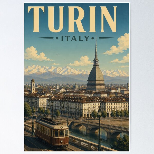 Item preview, Turin Italy Vintage Travel Poster designed and sold by AIEverything.