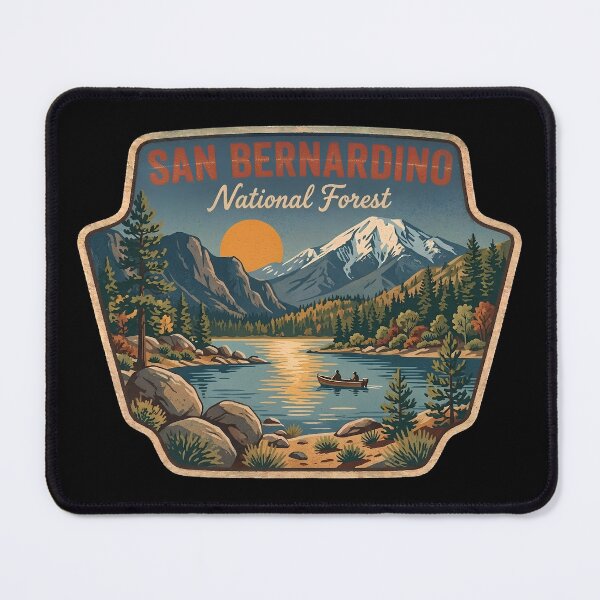 Item preview, San Bernardino National Forest Vintage Alpine Lake Mountain Art designed and sold by LittleArij.