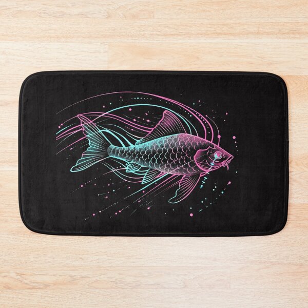 Item preview, a glowing neon fish with streaks of data designed and sold by RetroWaveArtCo.