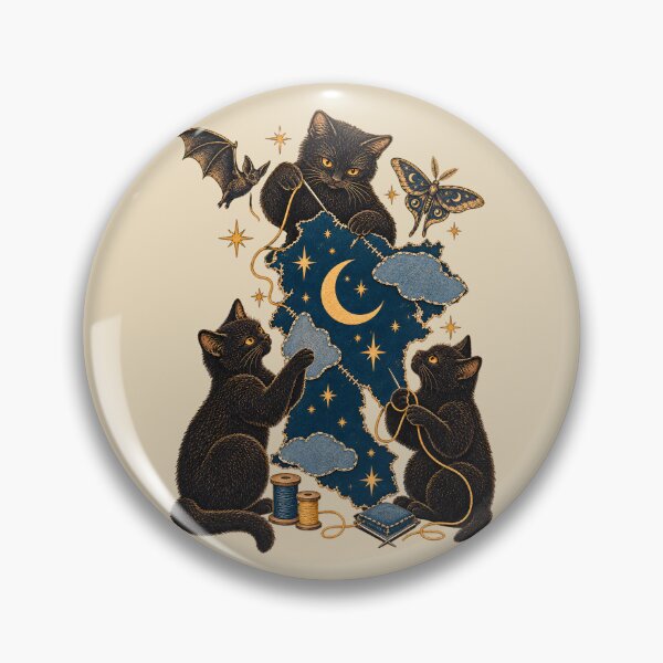 Item preview, Three Black Cats Sewing the Night Sky designed and sold by radiogalaxy.