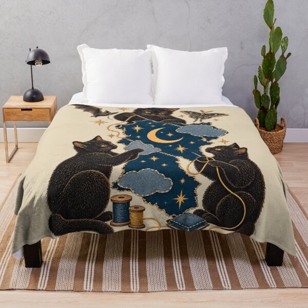 Item preview, Three Black Cats Sewing the Night Sky designed and sold by radiogalaxy.