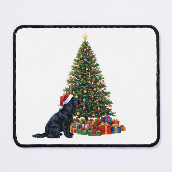 Item preview, Elegant Black Cocker Spaniel Christmas Oil Painting | Holiday Dog and Tree Art designed and sold by VibranPalette.