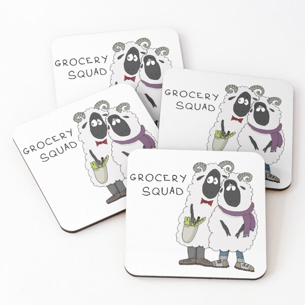 Item preview, Grocery Squad Sticker | Funny Sheep Guys Shopping Pun designed and sold by MyxaART.