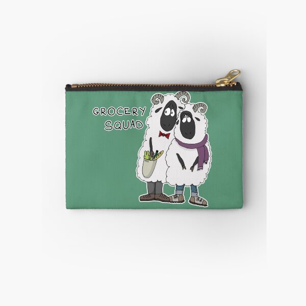 Item preview, Grocery Squad Sticker | Funny Sheep Guys Shopping Pun designed and sold by MyxaART.