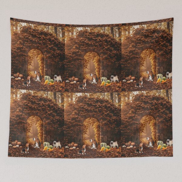 Item preview, Autumn Dogs at the Enchanted Archway designed and sold by VibranPalette.