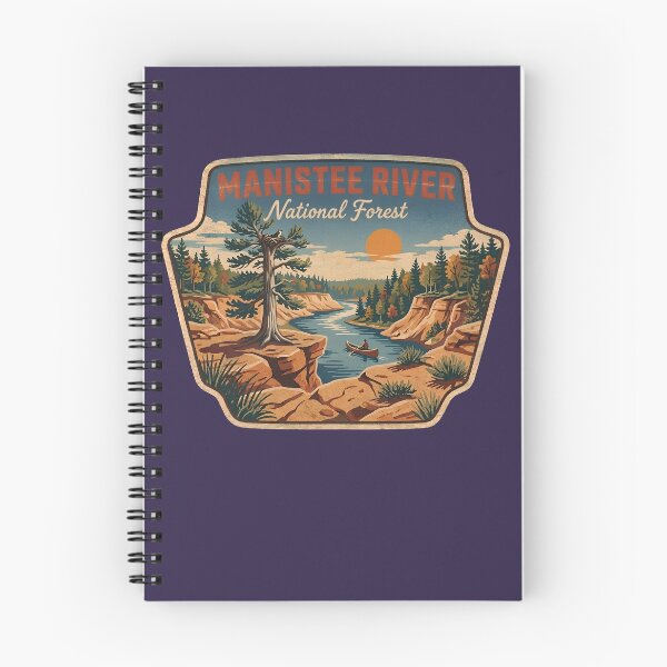 Item preview, Manistee River Vintage Michigan Pine Forest Canoe Travel Art designed and sold by LittleArij.