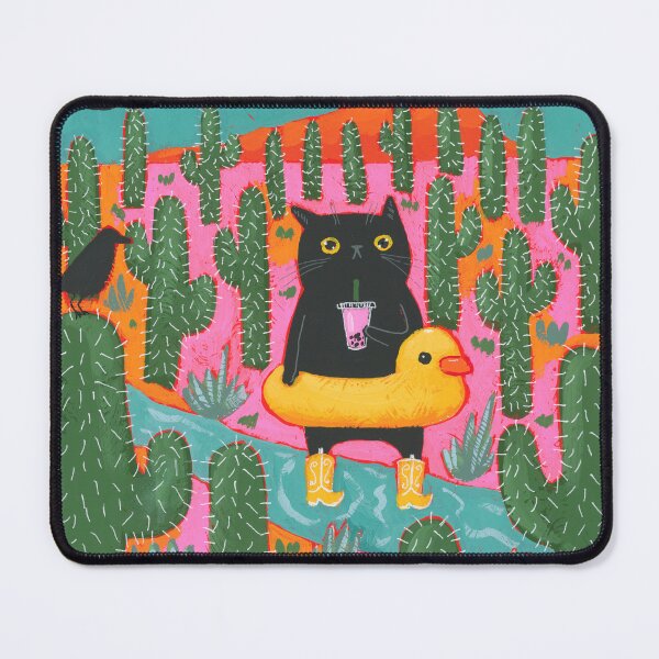 Item preview, Cat In Rubber Duckie Floatie With Strawberry Boba designed and sold by KilkennyCat Art.