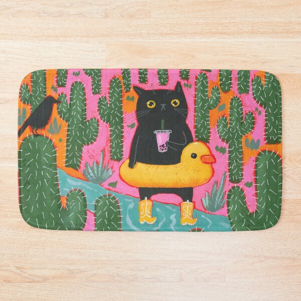 Item preview, Cat In Rubber Duckie Floatie With Strawberry Boba designed and sold by KilkennyCat Art.