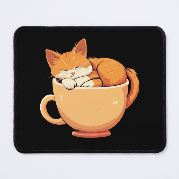 Item preview, Cute orange cat sleeping in a coffee cup - Minimalist illustration designed and sold by simoshou.