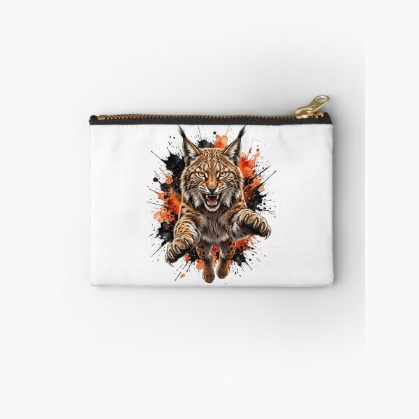 Item preview, Wild Pounce - Aggressive Lynx with Orange and Black Ink Splash Art designed and sold by StickVerse by Owais.